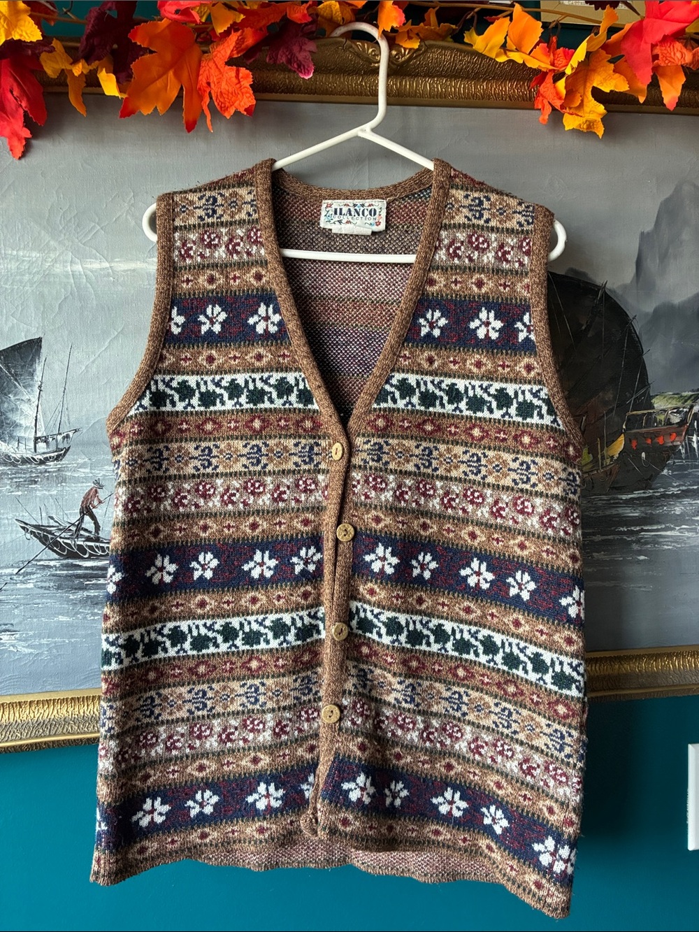 Vintage Ilanco Collection Fair Isle Wool Sweater Vest – Made in Canada (M-L)